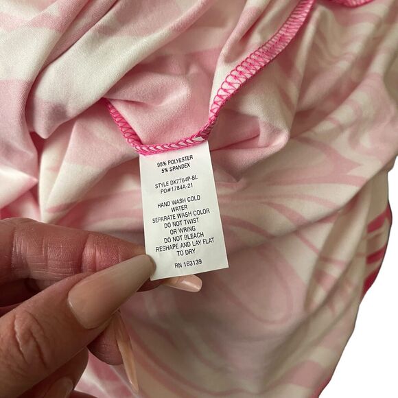 Haley & June Plus 2X Bodycon Midi Dress Pink White Print Cutout Stretch - Picture 3 of 7